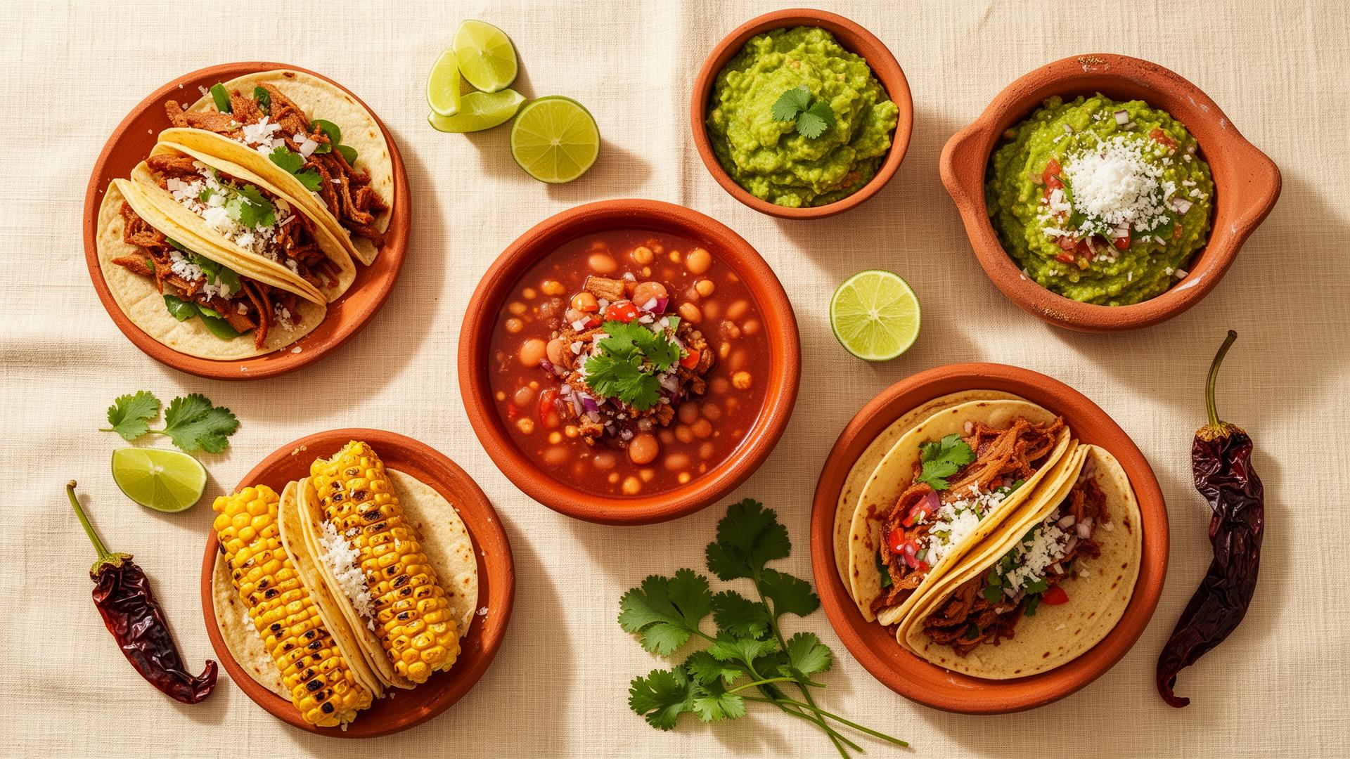 Authentic Mexican food spread
